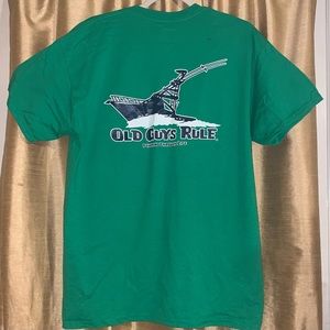 NWOT Old Guys Rule Fishing Boat Short Sleeve T Shirt green